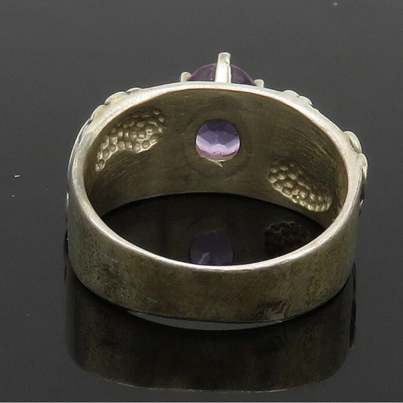 CAROLYN POLLACK 925 Silver  Vintage Amethyst Floral Band Ring Sz 9 - Picture 5 of 9